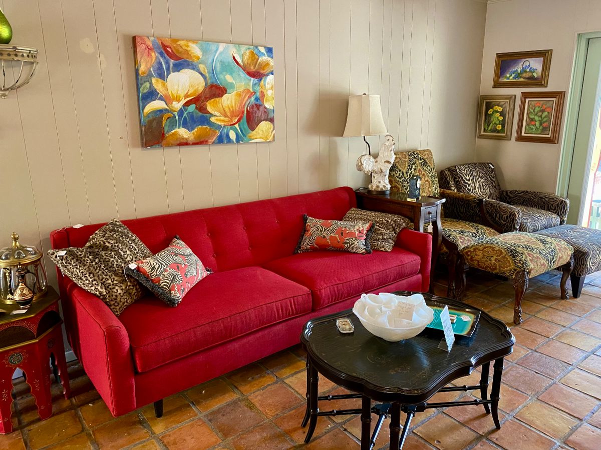 Color, texture and great fabrics everywhere. Rowe Furniture MCM sofa.