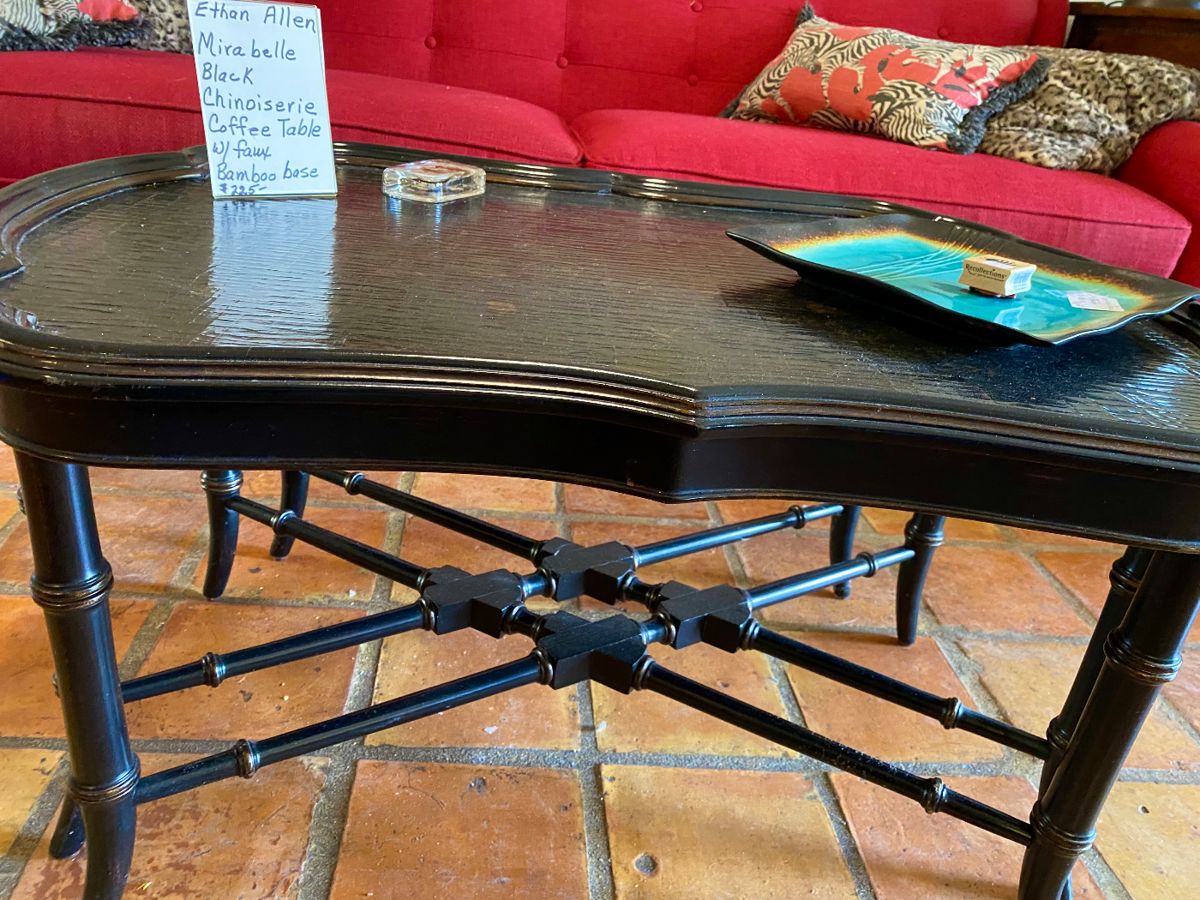 Ethan Allen Mirabelle Black Chinoiserie coffee table 