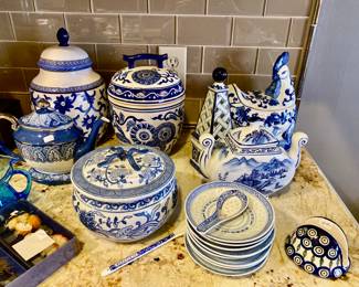 great looking blue and whites, many unusual pieces
