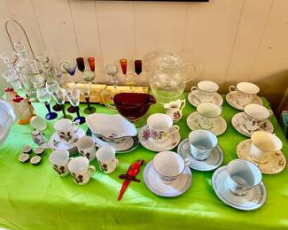 tea cups and aperitif glasses
