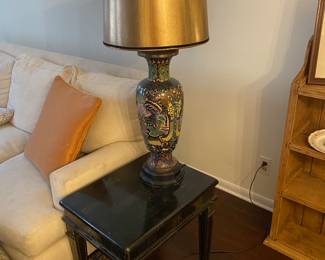 Cloisonné lamp and Stone Table