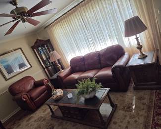 Lane Leather 7ft couch~~Rectangle Rug 116.5in X 154in