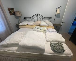 King Size Bed with Black Metal Headboard