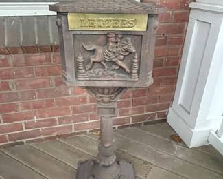 Vintage like Cast Aluminum Upright Mail Box. If you purchase this you must replace it with an upright mail box.