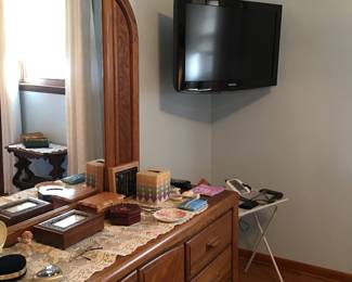 TV and wall mount
Long dresser