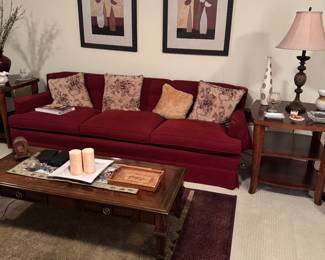Sofa.          End tables lamps 
Coffee table 
Rug
