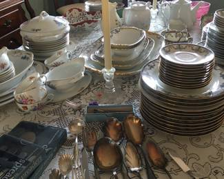 Lomouge China  there are 4 different sets of China
Silver plate serving pieces 