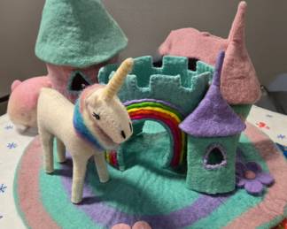 Magical felted castle playset and unicorn, brand new. 