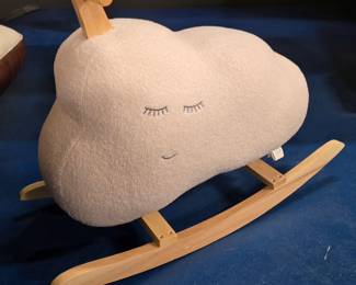A ride-on plush rocking cloud, made by Asweets. Brand new and unused, a beautiful, unusual toy. 
