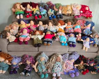 Bamboletta dolls from Canada, handmade Waldorf dolls with gorgeous hand spun and dyed wool hair in a riot of colors. Each comes with a birth certificate and care instructions.  