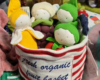 Organic cotton fruit themed dolls, brand new with tags. 