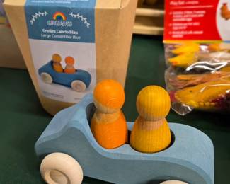 Wooden car and people by Grimms of Germany. Brand new. 