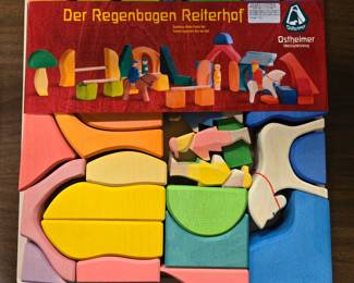 Beautiful handmade wooden blocks playset by Ostheimer of Germany. Brand new and unused. 