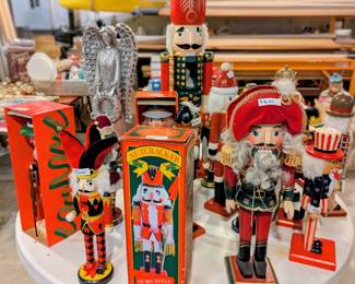 Assorted Nutcrackers and figurines, some still in boxes.