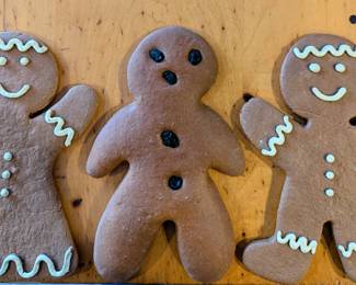 Trio of handmade ginger bread decorations