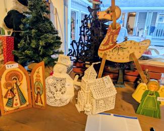 Handmade and hand painted Christmas art and figurines.