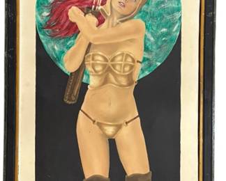 Vintage Kitsch Original Artemis Painting