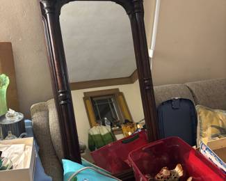 antique large walnut mirror