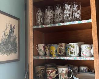 nice coffee cups and vintage glassware