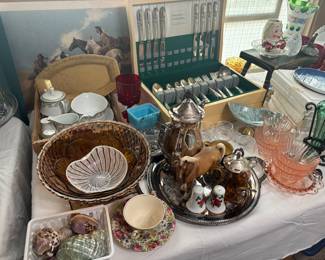 Glassware, flatware, depression glass