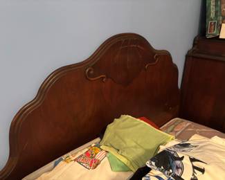 full size antique walnut headboard