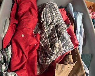 one bin of mens clothes found