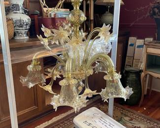 This Murano chandelier was purchased years ago but was never hung. The homeowner was nice enough to assemble it for us.
