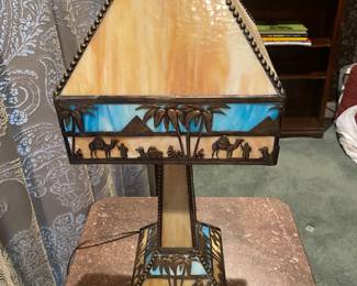 Brass & Stain glassed Egyptian Style Lamp