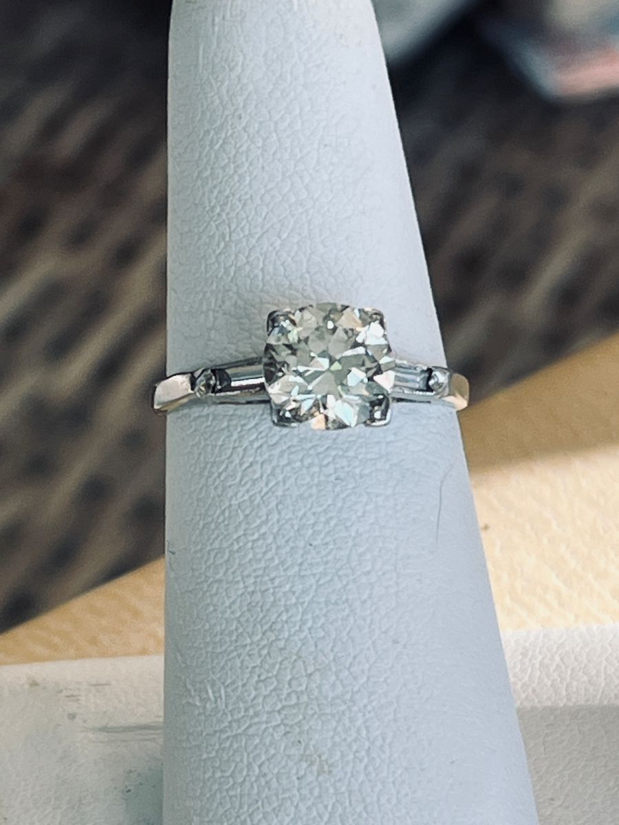 Platinum with diamond engagement ring