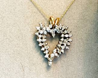 10K gold chain and diamond heart pendant