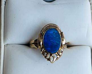14K Gold and opal doublet ring