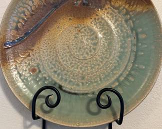 Handmade Pottery on Metal Rack Wall Mount 