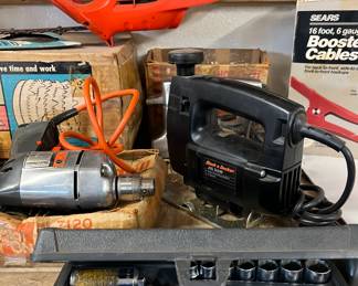 Sockets, Drill, Booster Cables, Jigsaw, ...
