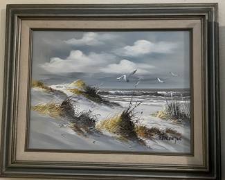 Art Seascape Beach w Seagulls