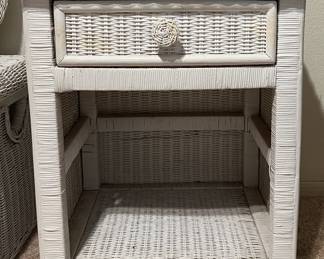 Wicker Trunk, Wicker End Table, Mirrors 