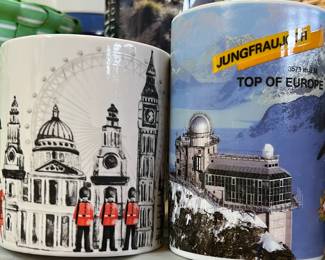 Ways to Upcycle Mugs from around the World...          Teacher Gifts w Pencils,                                                 Someone's Favorite Place w a Plant or Flowers,               A Surprise Family Trip w the Destination on the Mug, Mug w their favorite beverage as a Stocking Stuffer. Mug with a Gift Card to their favorite Coffee Shop, Get Well Gift with Lozenges and Tea..