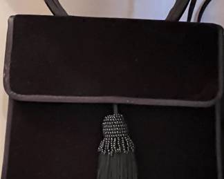 Black Velvet Evening Bag w Tassel