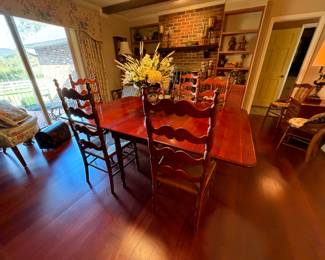 Pre-sale item - Table set - drop leaf table with 6 ladder back chairs $600