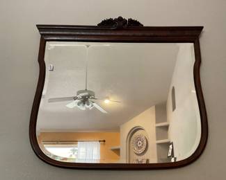 Beautiful large dark wood mirror-38x40