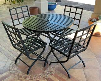 Patio table-38" round x 30"h
4 chairs-19x35