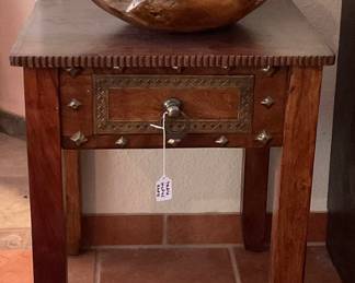 Wood side table with metal detail-20x20x24