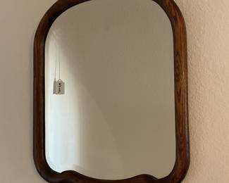 Smaller wood mirror with carved detail-18x23