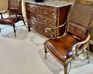 Fabulous leather and cane chairs by Maitland Smith