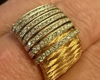 Roberto Coin woven 18K Diamond wide band