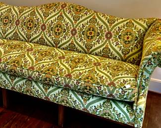 19th C English Chippendale sofa with tapestry fabric
