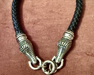 Kieselstein Cord 1980s alligator large sterling choker 