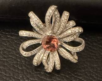 Gorgeous pink tourmaline and diamond cocktail ring