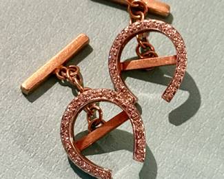 Gold and diamond horseshoe cufflinks