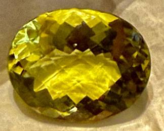 26 carat oval checkerboard cut lemon citrine