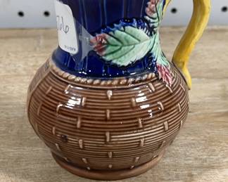 Small Majolica Apple Leaf Pitcher